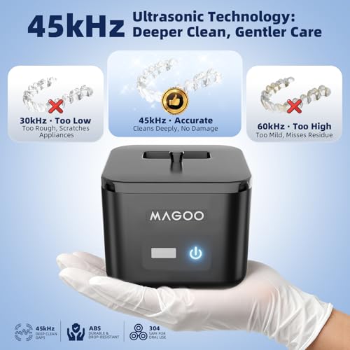 Ultrasonic Retainer Cleaner Machine for Dentures Aligners Mouth Guards BLack