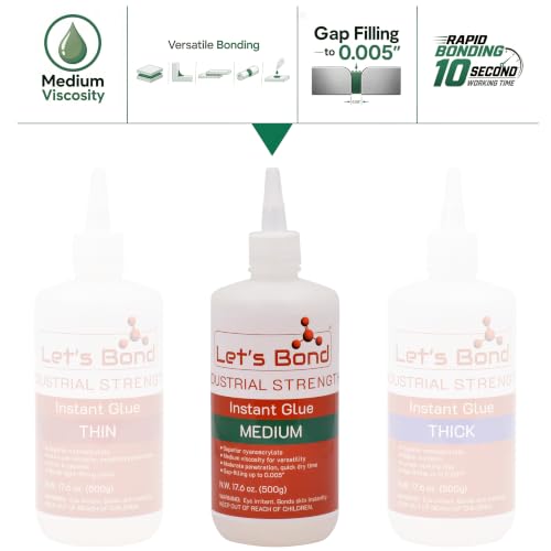 Let's Bond 17.6 oz Medium Professional Grade Instant Glue, Premium Cyanoacrylate, 100 CPS