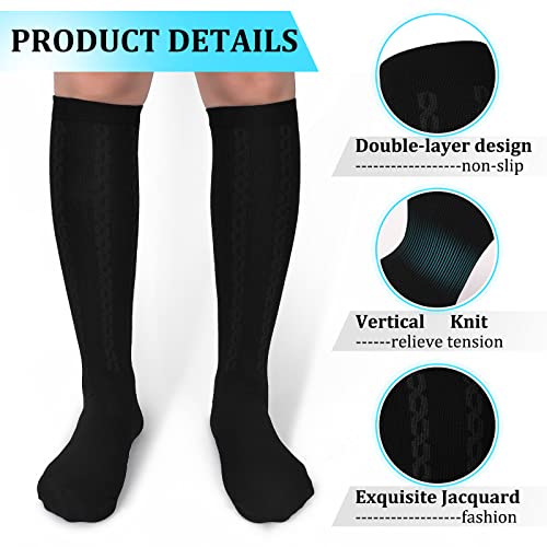 30-40mmHg Medical Graduated Compression Socks for Women&Men Circulation-Compression Stockings-Knee High Socks for Support,Hiking,Running Large-X-Large Black/Black