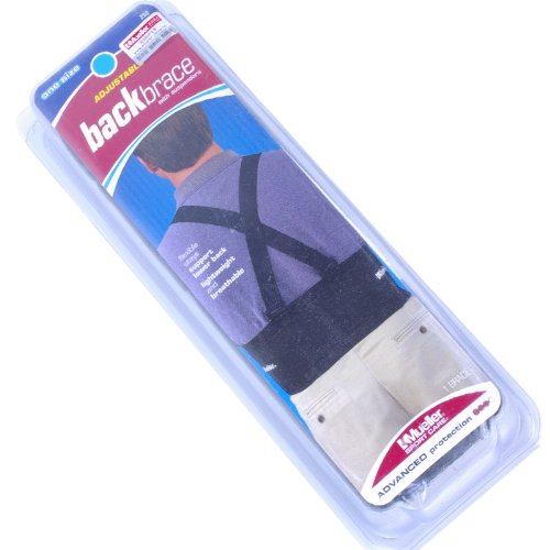 MUELLER Sports Medicine Back Brace with Suspenders, Ideal for Upper and Lower Back Pain, Relief & Support for Men and Women, Strains, Sciatica, Scoliosis, Black, One Size