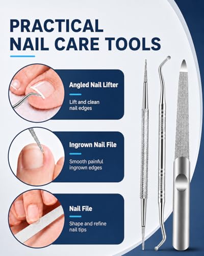 Toe Nail Clippers for Thick Nails for Seniors, Ingrown Nail Clipper Set 6PCS Nail Clippers Set