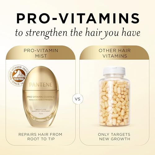 Pantene Pro-Vitamin Essence, Daily Repair Mist, Weightless Leave-On Treatment Strengthens & Rebuilds Damaged Hair, Reduces Breakage, 2.5 Fl Oz 2.5 Fl Oz (Pack of 1)