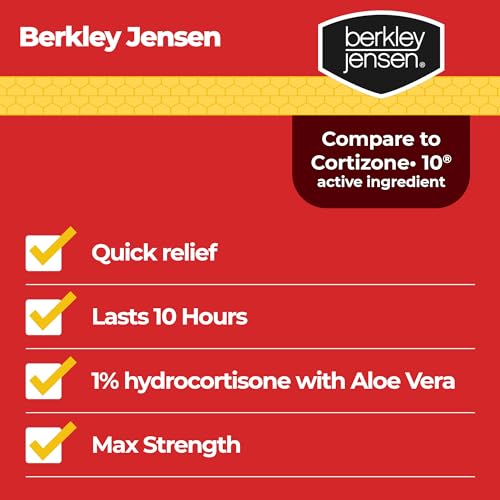 Berkley Jensen Maximum Strength Anti-Itch Cream (4 oz.), with Calming Aloe Vera, 1% Hydrocortisone Itch Relief for Eczema, Psoriasis, Bug Bites, Poison Ivy, Oak and Sumac, 2 oz. Tube (Pack of 2)