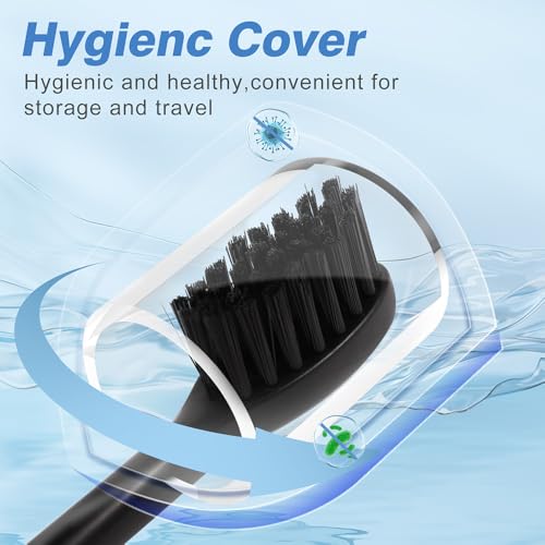 Toothbrush Replacement Heads for Moon Electric Toothbrush Adults, Black, 10 Pcs 10 Black