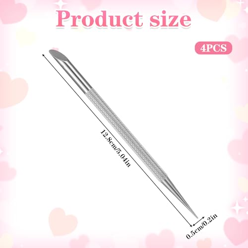 4 Pcs Metal Cuticle Pusher and Scraper,Cuticle Remover Tool,Metal Nail Cuticles Pusher Nails Polish Remover Tool for Professional Manicure Pedicure
