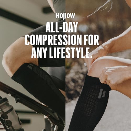 HOLLOW Alpaca Compression Socks for Women & Men, 15-20 mmHg Wide Calf Medium Grey