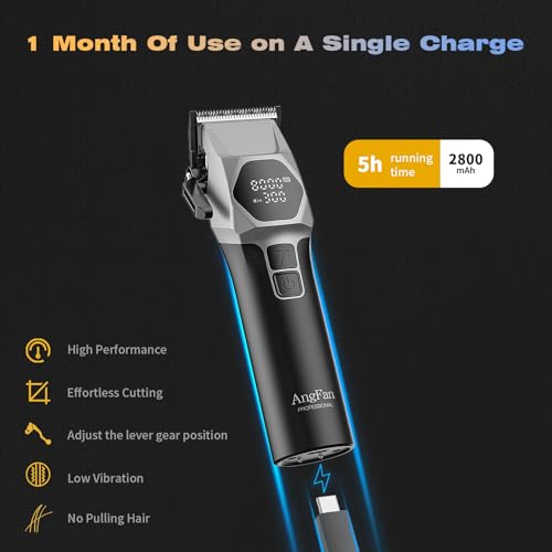 ANGFAN Cordless Hair Clippers for Men 8000RPM 5-Speed 440C Oxide Blades AngFan-712Hair clippers