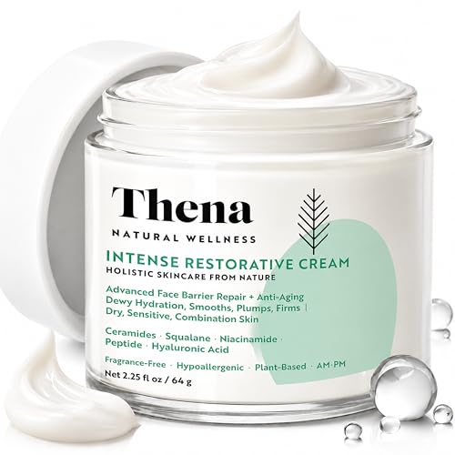 Organic Skin Barrier Face Cream for Dry Sensitive Skin with Ceramides, Niacinamide, Hyaluronic Acid, Squalane & Anti-Aging Peptides, Daily Facial Moisturizer, Clinically Tested Dermatologist Approved 2.25 Ounce