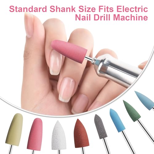 8Pcs Silicone Rubber Nail Drill Bit with 16 Holes Bits Holder Set 3/32'' Nail Art Silicone Polishing Drill Bits for Manicure Pedicure, Gel Grinding and Polishing Tools Purple Set