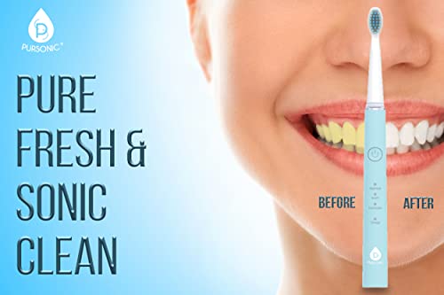 Pursonic Whitening USB Rechargeable Sonic Toothbrush-12 Brush Heads!- 38,000 Brush Strokes Per Minute-3 Brushing Modes with 2 Minute Auto Timer (Green) Green
