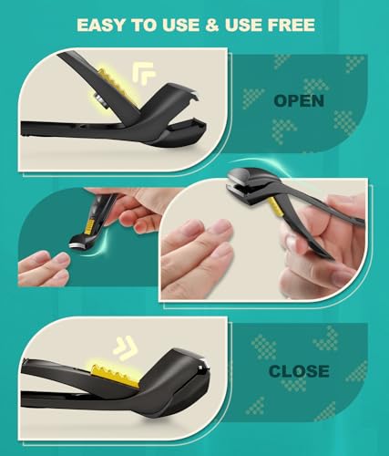 Curved Toenail Clipper with Safety Lock – Heavy Duty Thick Nail Cutter for Ingrown & Hard Nails, Ergonomic Arched Design No Need to Bend, Wide Jaw Opening, Includes PU Leather Pouch for Travel Black