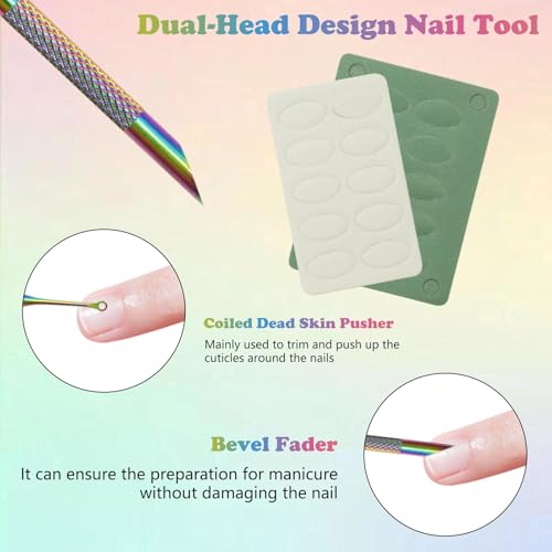Color Titanium-Circle Bevel Shovel Double Head Cuticle Remover Pusher, Double head design Cuticle Pusher Tool, Nail Cuticle Remover, Cuticle Tools Suitable for professional manicurists and home use