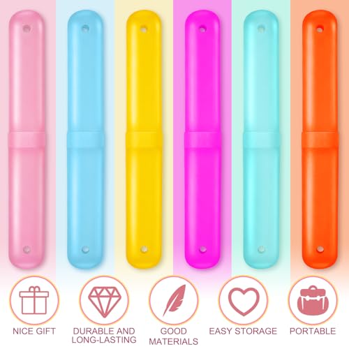 Remerry 30 Pcs Portable Pencil Case Bulk Travel Toothbrush Holder Case with Pencil Organization Multipurpose Toothbrush Holder with Number Stickers for Back to School Student Gifts from Teacher