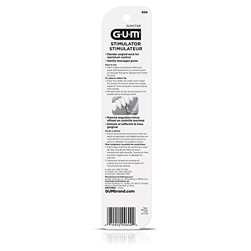 GUM Stimulator Permanent Handle with Rubber Tip, Precision Control, Massages Gums (Pack of 5) 1 Count (Pack of 5)