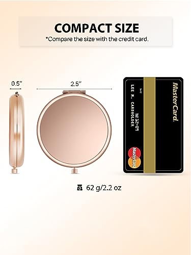 12 Pieces Compact Mirror Bulk, 1x/2x Pocket Mirror, Rose Gold 2.5"L x 2.5"W 12