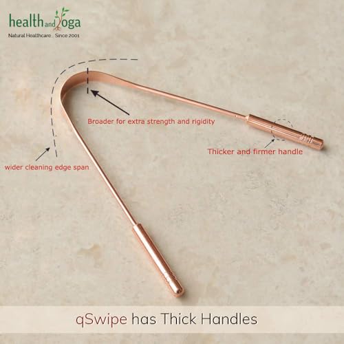 HealthAndYoga™ qSwipe Copper Tongue Cleaners with Comfort Grip (Set of 2) Plus qLoop Copper Tongue Cleaner (Set of 2)