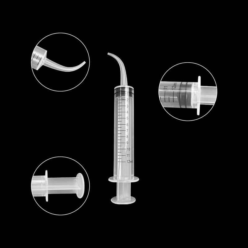 30pcs Wisdom Teeth Syringe, Curved Tip 12ml/cc Irrigation Syringes with Measure Scale, Curved Tip for Dental Care Liquid Oral Tonsil Stone (30pcs) 30pcs - BeesActive Australia