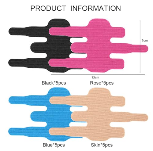 Athletic Finger Splint Tapes, 20 PCS Adhesive Double Finger Buddy Wraps Athletic Tapes, Elastic Precut Kinesiology Tape, for Broken, Jammed, Swollen Finger or Dislocated Joint, Splints Brace