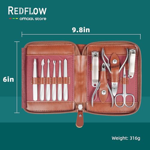 Manicure Set 11 in 1 Stainless Steel Nail Clippers for Men，Manicure Kit for Women，Nail Grooming Kit，Nail Clipper Set，Personal Care Tools Brown