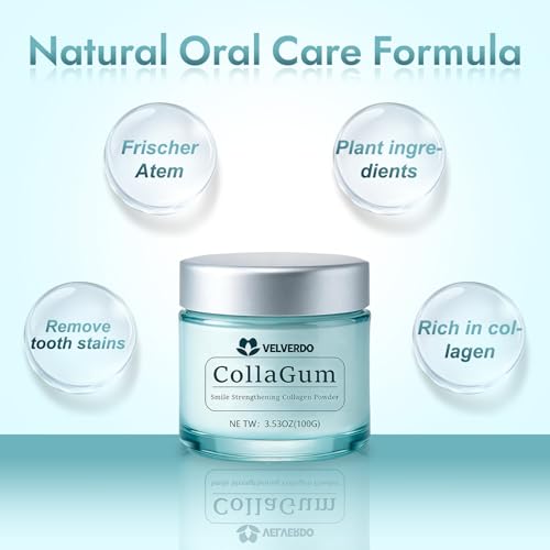Velverdo Collagen Tooth Powder, Collagen Tooth - Hydroxyapatite Toothpaste Powder, Strengthens Enamel & Gums, Natural Oral Care Formula (1pc) 1pc