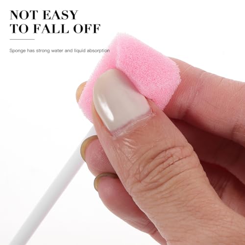 Healifty 200Pcs Disposable Oral Swabs Sponge, Unflavored Mouth Cleaning Tooth, Foam Toothbrush Swabsticks for Elderly Bedridden Care & Baby Tongue Cleaner Pink 200Pcs Pink