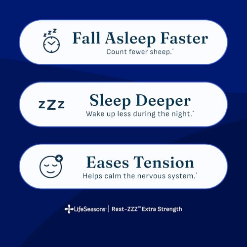 Rest-ZZZ Extra Strength - Sleep Support Supplement - Fall Asleep & Stay Asleep - Calms Nervous System - Naturally Ease Muscle Tension & Restlessness - Low Dose Melatonin GABA & Apigenin - 60 Capsules 60 Count (Pack of 1)
