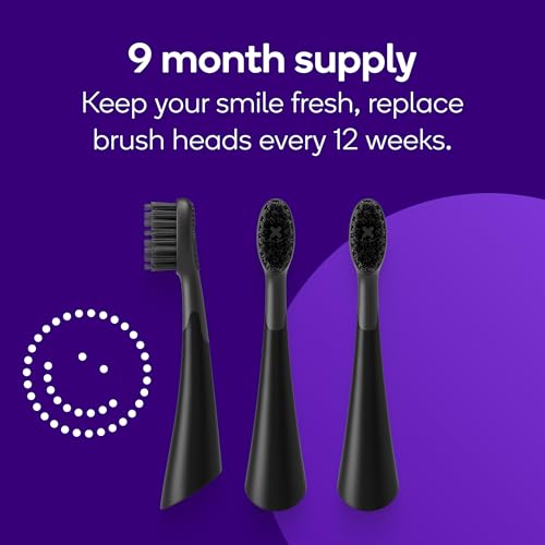 BURST Replacement Heads for Curve Sonic Electric Toothbrush (Black) Black
