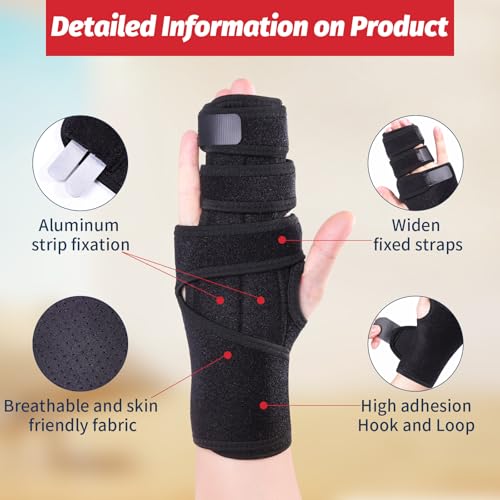 lefeke Trigger Finger Splint, 3 Fingers Brace for Index, Middle, Ring or Little Finger, Adjustable Hand Splint for Broken Fingers, Finger straightener for Arthritis Contractures(Right) Right