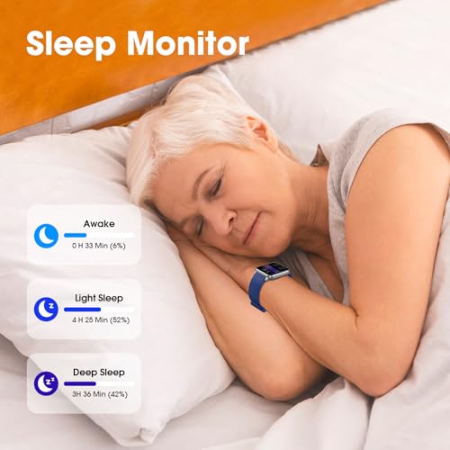 Pedometer Watch Senior Friendly No App No Phone Required, Fitness Tracker Blue