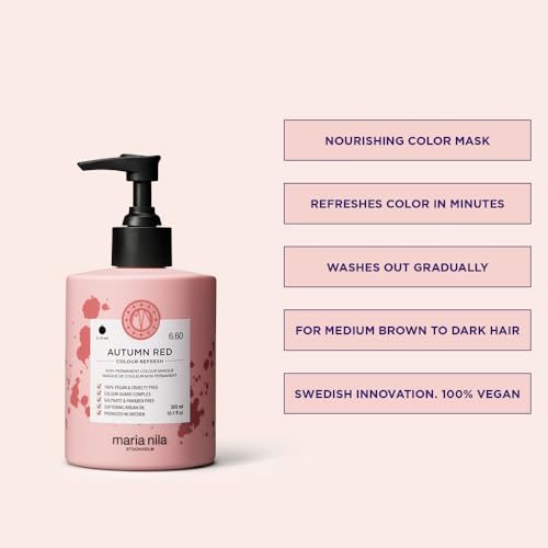 Maria Nila Color Refresh, Autumn Red, Red Hair Mask, Semi-Permanent Pigments, 100% Vegan & Sulfate/Paraben free 10.1 Fl Oz (Pack of 1)