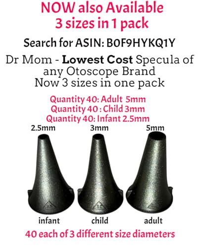5th Gen Dr Mom Professional Otoscope - Full-Size with Our Largest Lens, Complete with Batteries and Hard Travel Case 1 Count (Pack of 1)