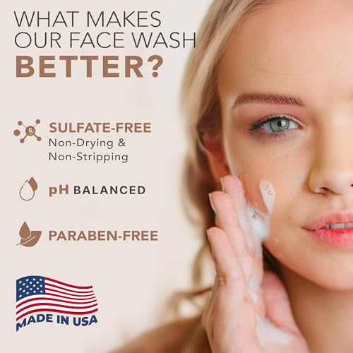 Face Wash Gel - Gentle Formula, USA Made with Organic & Natural Ingredients 4 Fl Oz (Pack of 1)