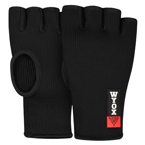 WYOX 3-in-1 Training Bundle – Boxing Inner Gloves Half Finger Quick Wraps, Adjustable Wrist Wraps for Weightlifting & Compression Ankle Brace Support for MMA, Gym, Kickboxing, Men & Women
