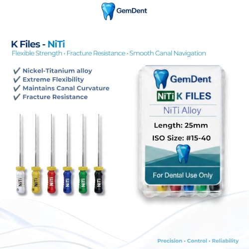 25 mm Assorted #15-40 NiTi K Files Flexible Endo Hand Files, 1 Pack of 6 Files 25MM #14-50 Assorted