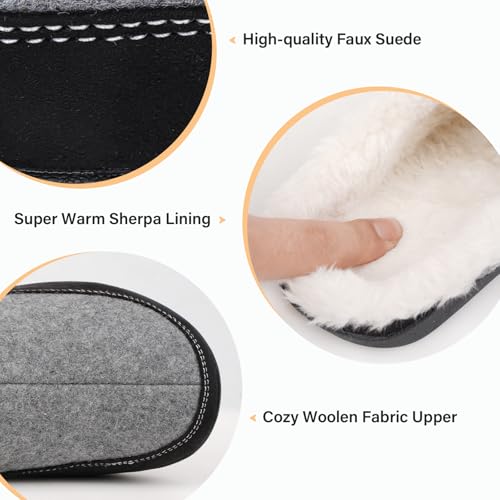 V.Step Orthopedic Slipper with Arch Support, Orthotic Slipper for Plantar Fasciitis Pain Relief,House Slipper for Man Women, Sherpa Lining Bedroom Slipper Shoe Indoor Outdoor Anti-Skid Rubber Sole 9 Wide Women/8 Men Grey