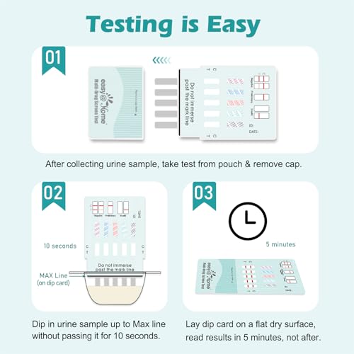 Easy@Home 5 Panel Urine Drug Test Kit - 10 Pack Multi Drug Screening Test 10 Tests