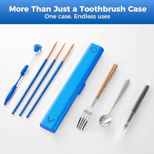 Toothbrush Travel Case Aluminum, Portable Toothbrush Holders, 1Pack Silver, 1Pack Blue, Bundle Product