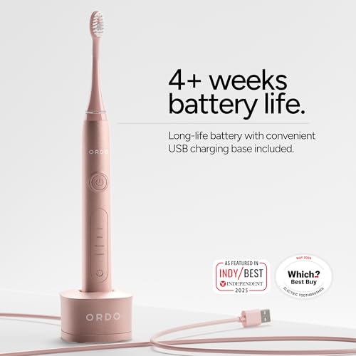 ORDO Sonic+ Electric Toothbrush for Adults, 4 Modes, Rose Gold