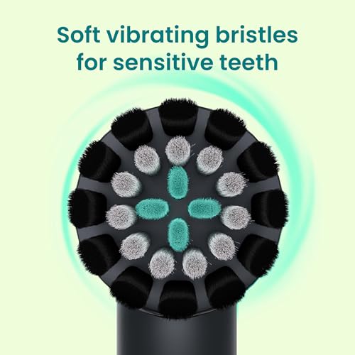 quip Rev Oscillating Electric Toothbrush Heads - 4 Pack - Verified quip Brush Head Refills for Oscillating Toothbrushes - Soft Bristles, Dual-Length, Compact - Last 3 Months Each - Black
