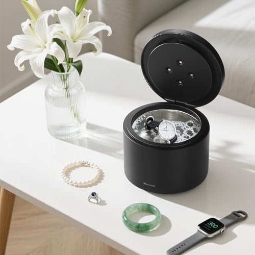 Ultrasonic Retainer Cleaner with UV-C Cleaner,42kHz Ultrasonic Black