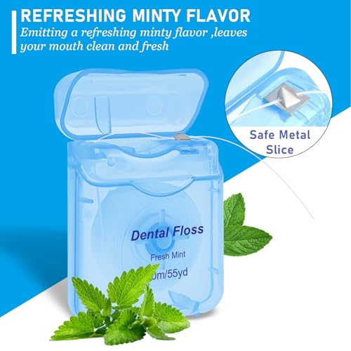 100 Pack Dental Floss Bulk Mint Flavored Floss, Each 164 ft/ 50 Meters