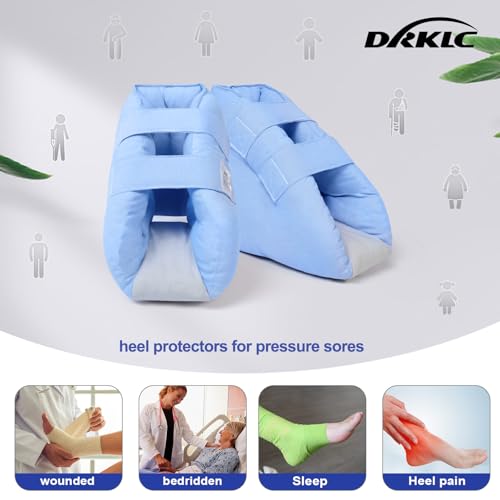 Heel Protector for Pressure Sores, Adjustable Heel Cushion Boot for Elderly Bedridden, Foot Support Pillow for Surgery Recovery, Ankle Pressure Ulcer Pad for Bed & Wheelchairs Improved Version ( Blue - 1 Pc )