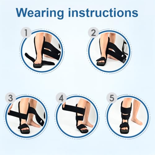 Padded Night Splint for Plantar Fasciitis – 90° Adjustable Dorsiflexion Support for Foot Drop & Achilles Tendonitis – Lightweight Sleeping Boot for Men & Women for Heel Pain & Post-static Stiffness (Large) Large