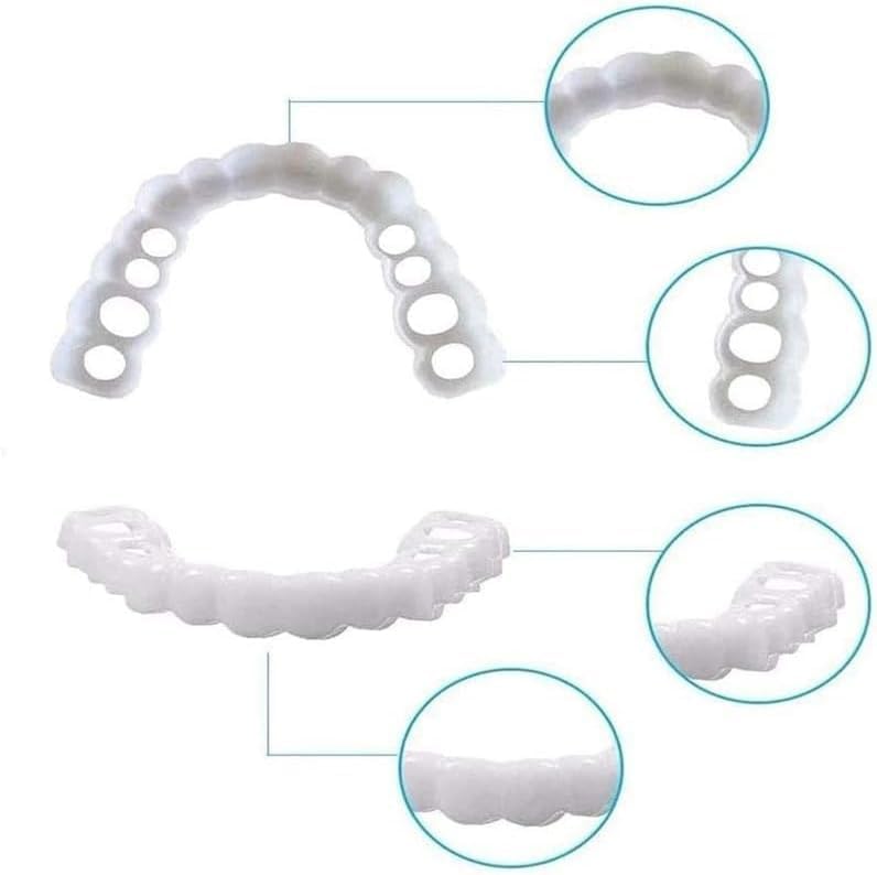 2 Pairs Gentle Skin-Friendly Smile Fit, Adjustable Upper Lower Temporary Cosmetic Kit, Lightweight Design for Daily Confident Outings Tooth Whitener(Natural White)