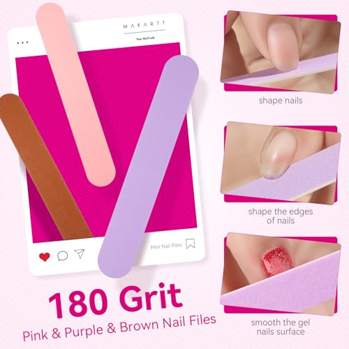 Makartt Mini Nail Files 100/180 Grit - 100PCS Disposable Emery Boards 100/180 Grit-100pcs Multicolor
