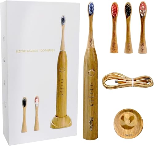 Bamboo Electric Toothbrush Replacement Heads, 8-Pack - Includes 3 Castor Oil Bristle Heads 2 Dupont Bristle Heads, and 3 Delicate PBT Tapered Bristle Heads