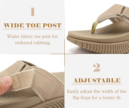 COFACE Womens Orthopedic Flip Flops Comfortable Beach Summer Sandals Size 6-12 7.5 Beige