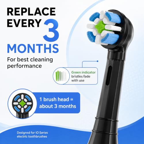 Replacement Brush Heads Compatible with Oral iO,Black 8 Pack Black