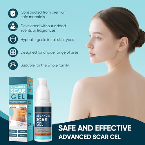 Scar Gel, Scar Cream, Advance Scar Gel for Surgical Scars for Surgical Scars, C-Section, Stretch Marks, Acne, Injury, Burns, Keloids, Old and New Scars,1.7oz