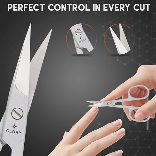 GLORY Professional Curved 3.5 Inch Nail Scissors, Premium Stainless Steel Manicure & Pedicure Scissors for Fingernails & Toenails, Sharp Precision Nail Cutting Scissors for Men & Women 3.5" Curved Nail - Classic